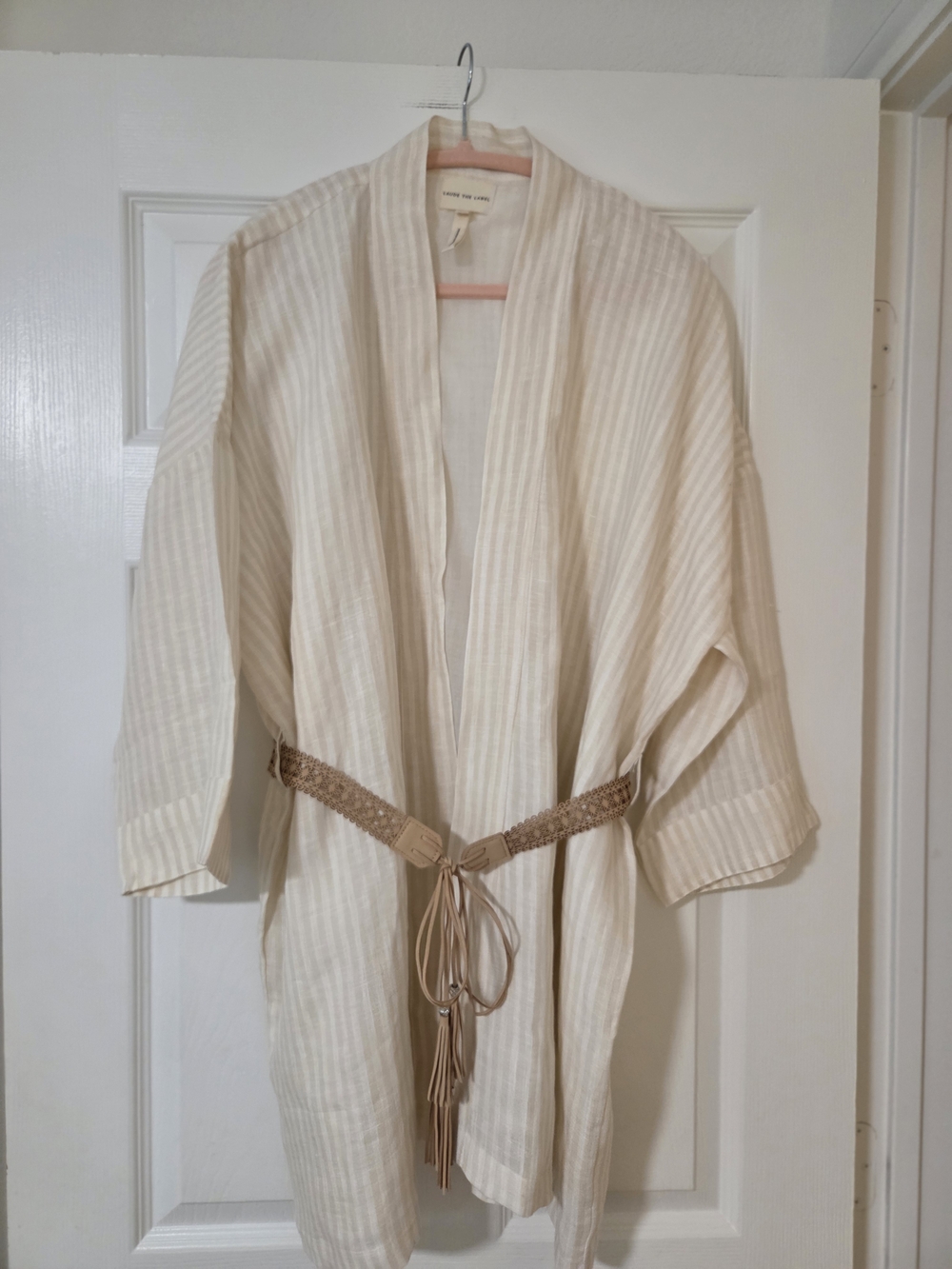 Laude the Label Women's Organic Linen Belted  Kimono Top. OS - Picture 8 of 10
